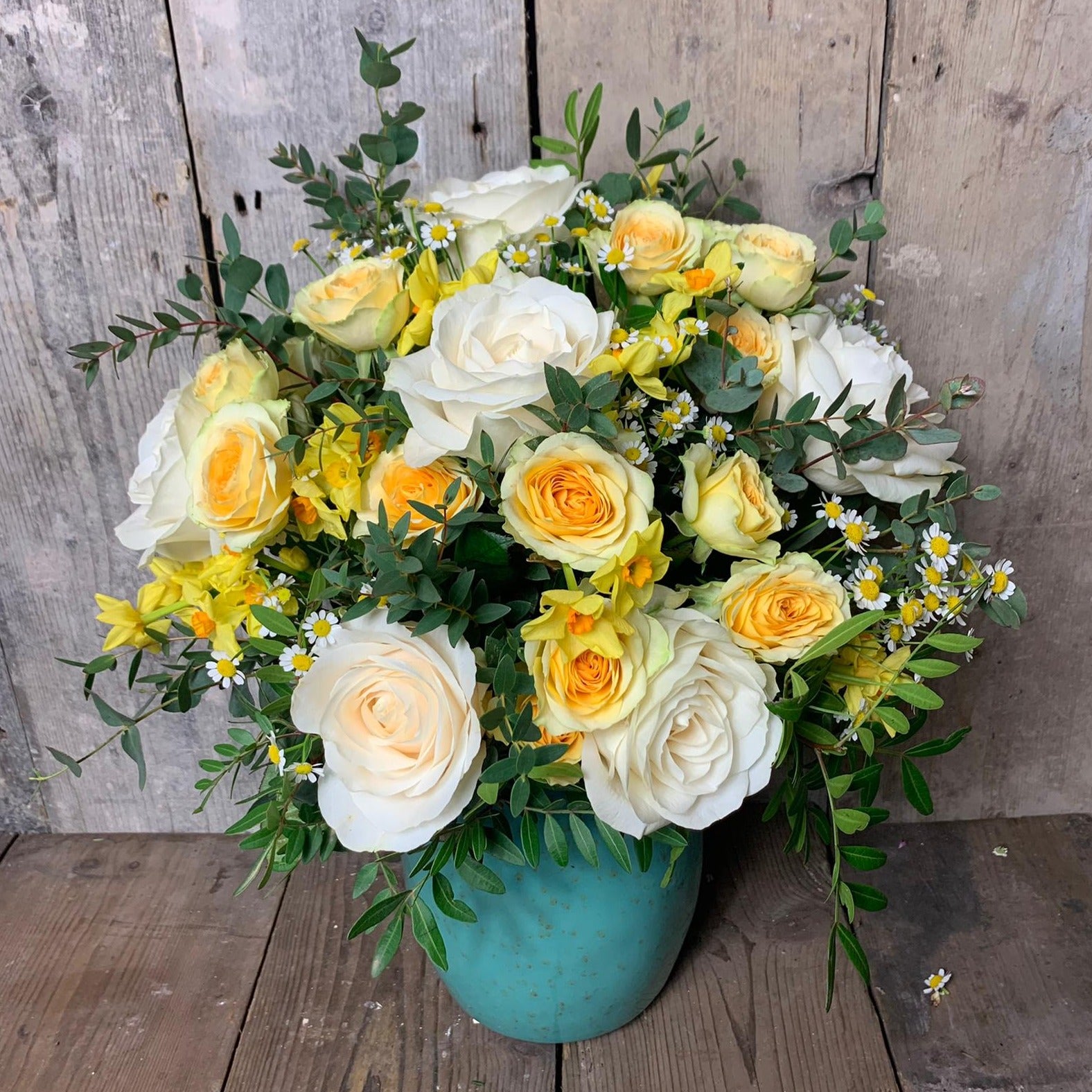 Creams and yellows Lily violet may flowers